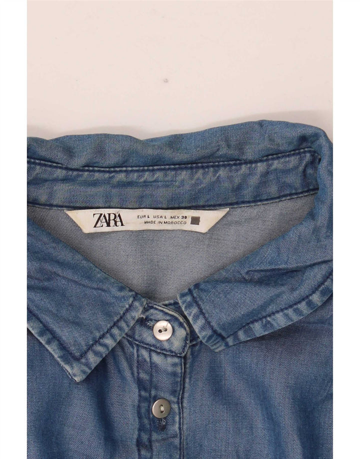 Zara Chemise Femme UK 16 Large Bleu