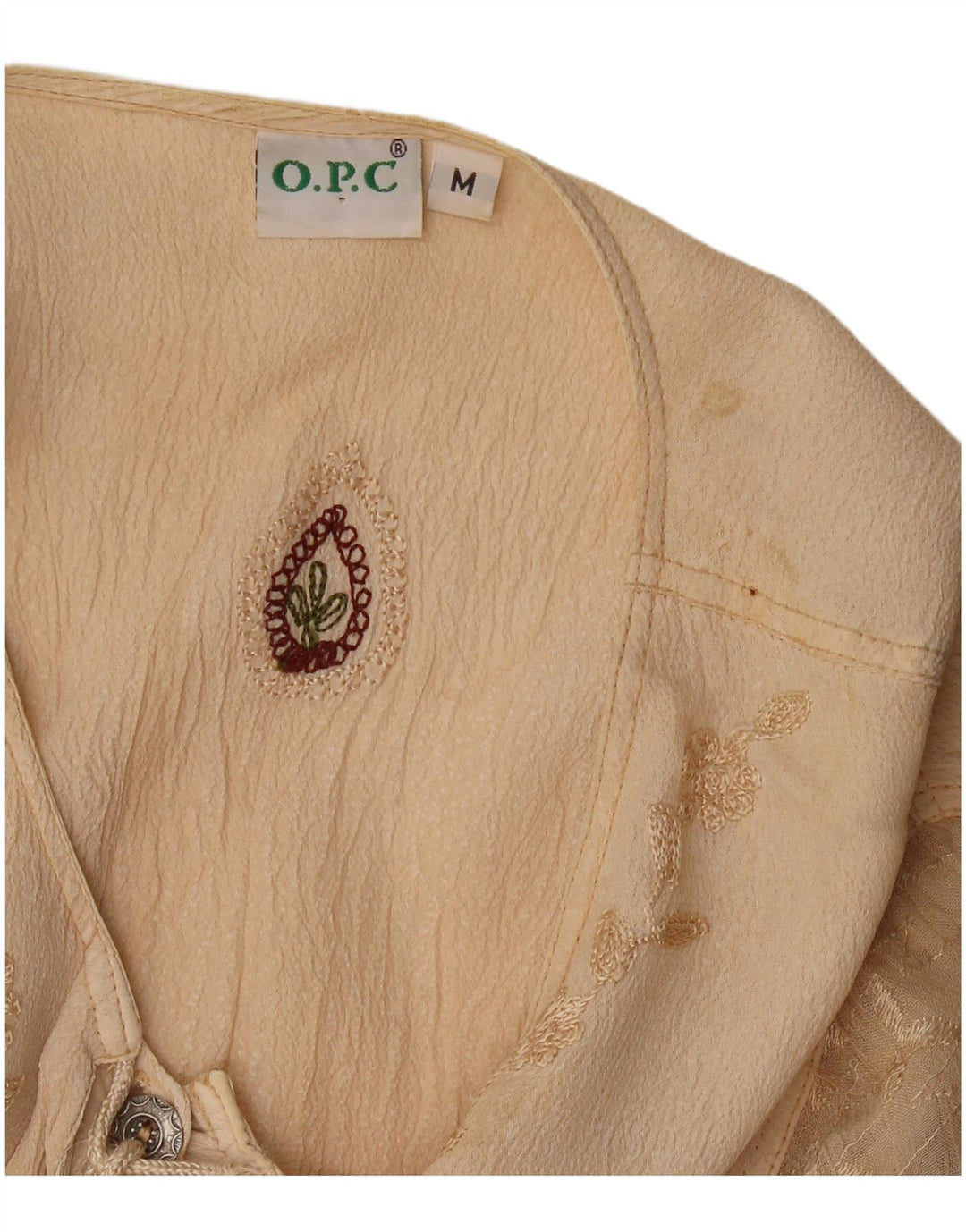 O.P.C Chemisier Femme Top UK 14 Viscose Florale Beige Moyen