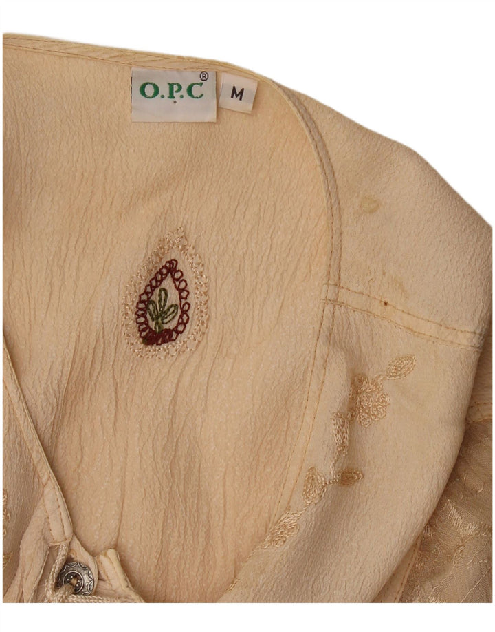 O.P.C Chemisier Femme Top UK 14 Viscose Florale Beige Moyen