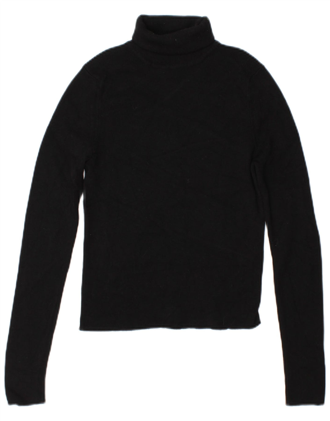 Zara Pull court à col roulé pour femme UK 12 Viscose noir moyen