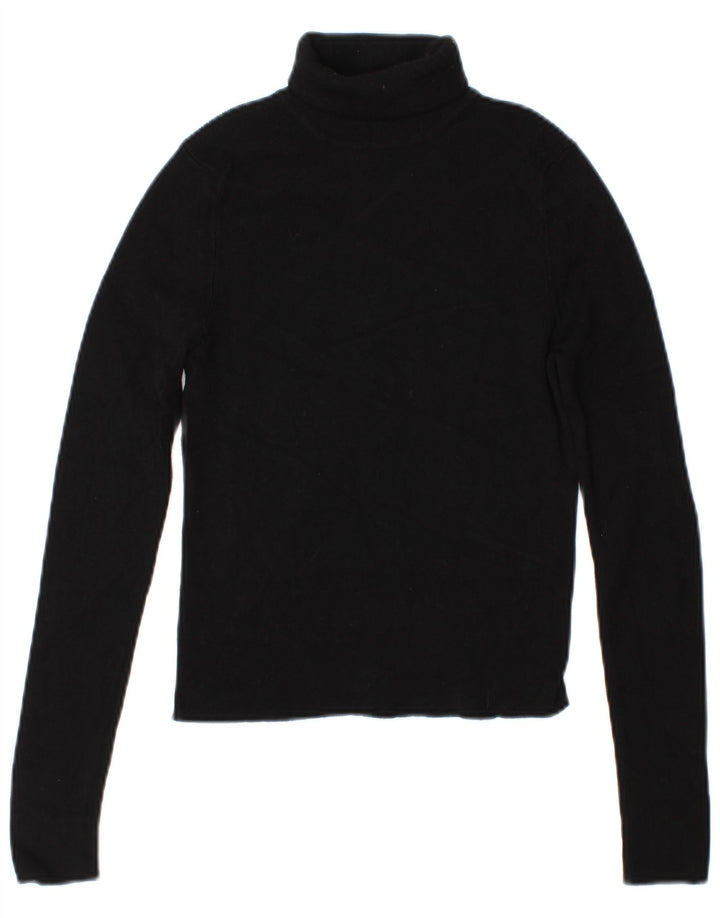 Zara Pull court à col roulé pour femme UK 12 Viscose noir moyen