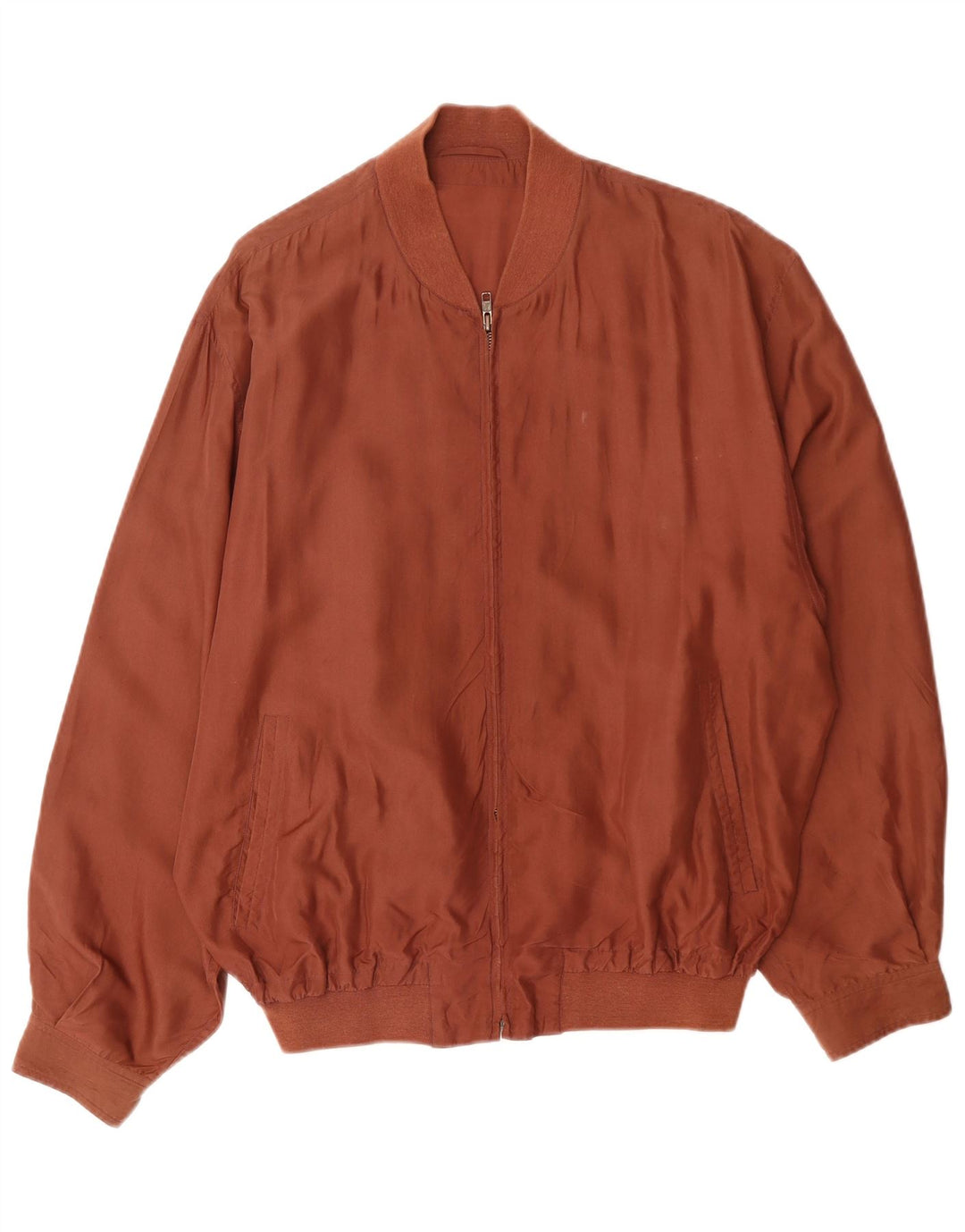 VINTAGE Veste Bomber Homme UK 40 Grande Soie Brune