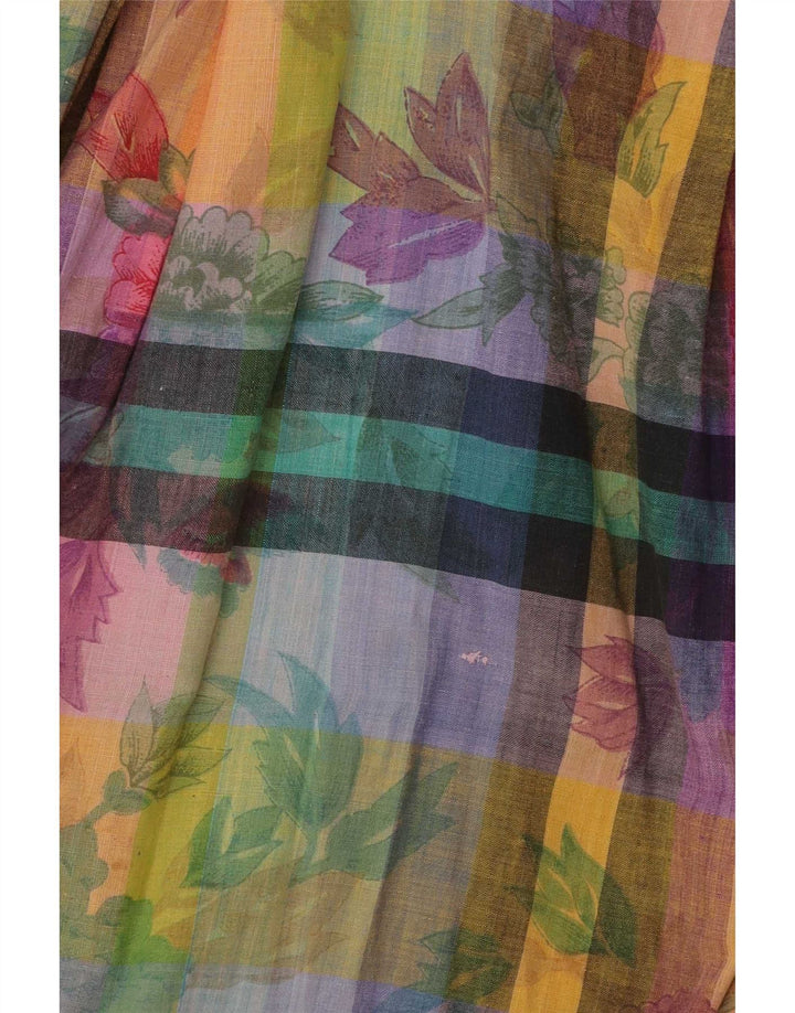 vintage Femme A-Line Jupe Moyenne W28 Coton Floral Multicolore