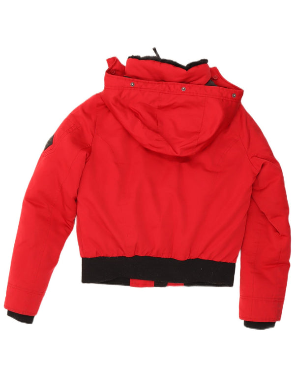 Hollister Veste matelassée surdimensionnée à capuche pour femme UK 10 Small Rouge Polyester