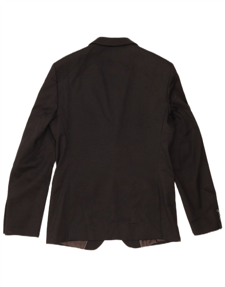 ZARA Hommes 2 Bouton Blazer Veste EU 48 Moyen Noir Polyester