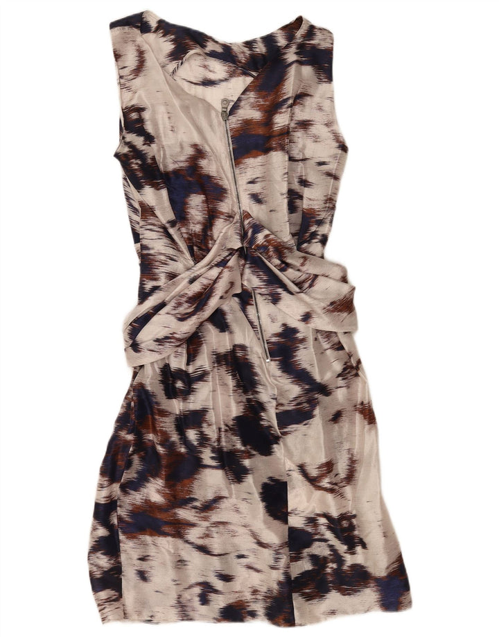 Robe fourreau à motif abstrait vintage pour femmes UK 14 Medium Off White