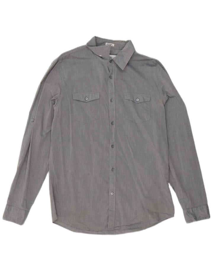 Calvin Klein Chemise Slim Fit Homme Gris Moyen en Coton à Fines Rayures