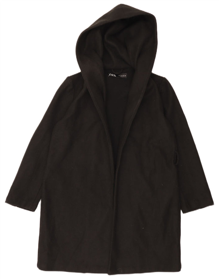 Zara Manteau surdimensionné à capuche pour femme UK 10 Small Noir Polyester