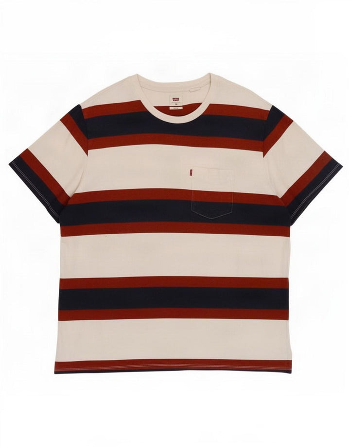 Levi's T-Shirt Relaxed Homme Blanc XL Coton Rayé