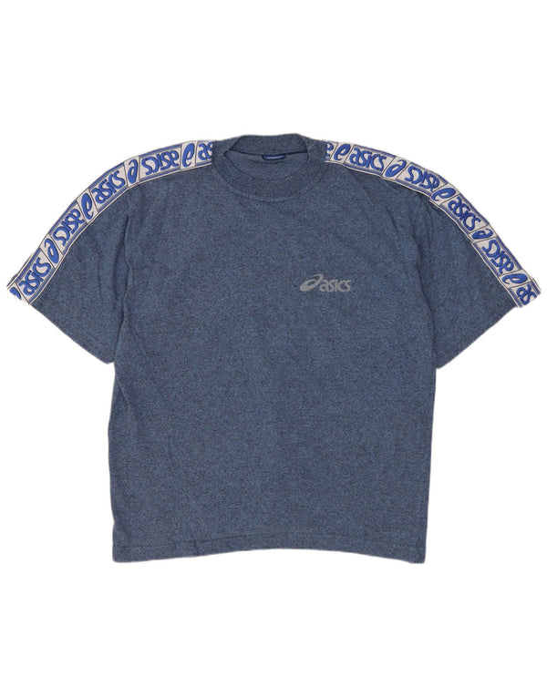 Asics T-shirt graphique pour homme UK 41 Bleu moyen en coton moucheté