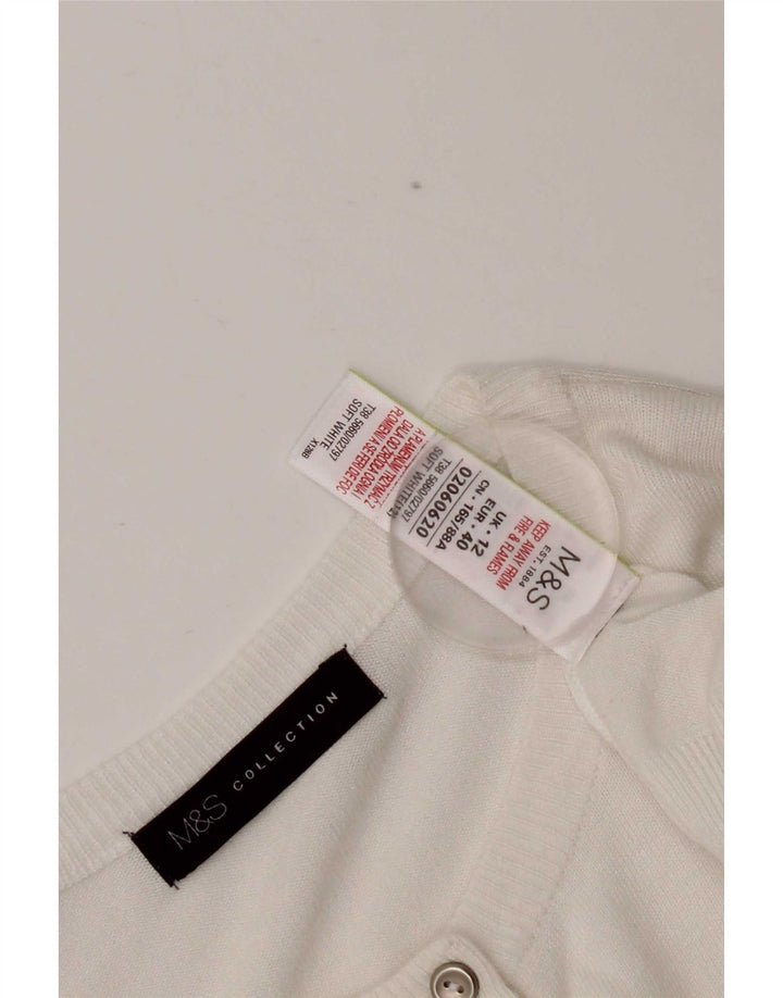 Marks & Spencer Pull cardigan court pour femme UK 12 Viscose blanc moyen