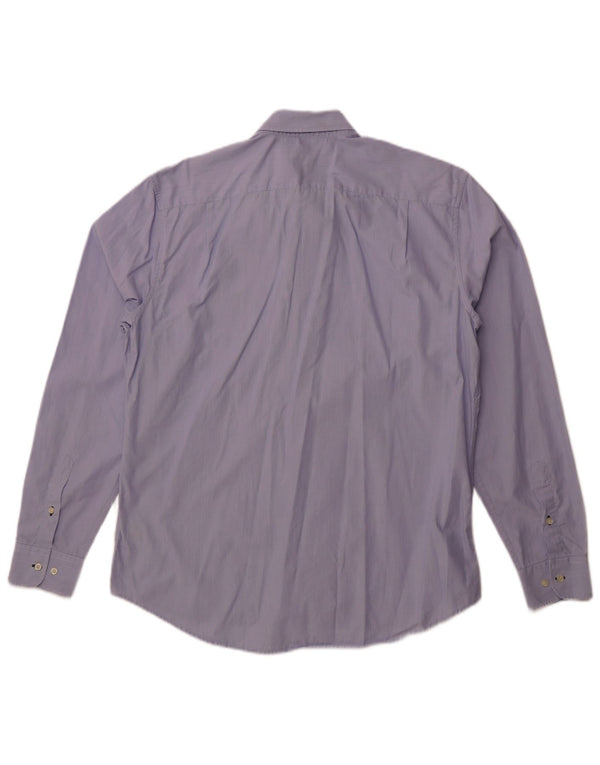 Lacoste Chemise slim fit pour homme Taille 42 Grand coton à fines rayures bleues