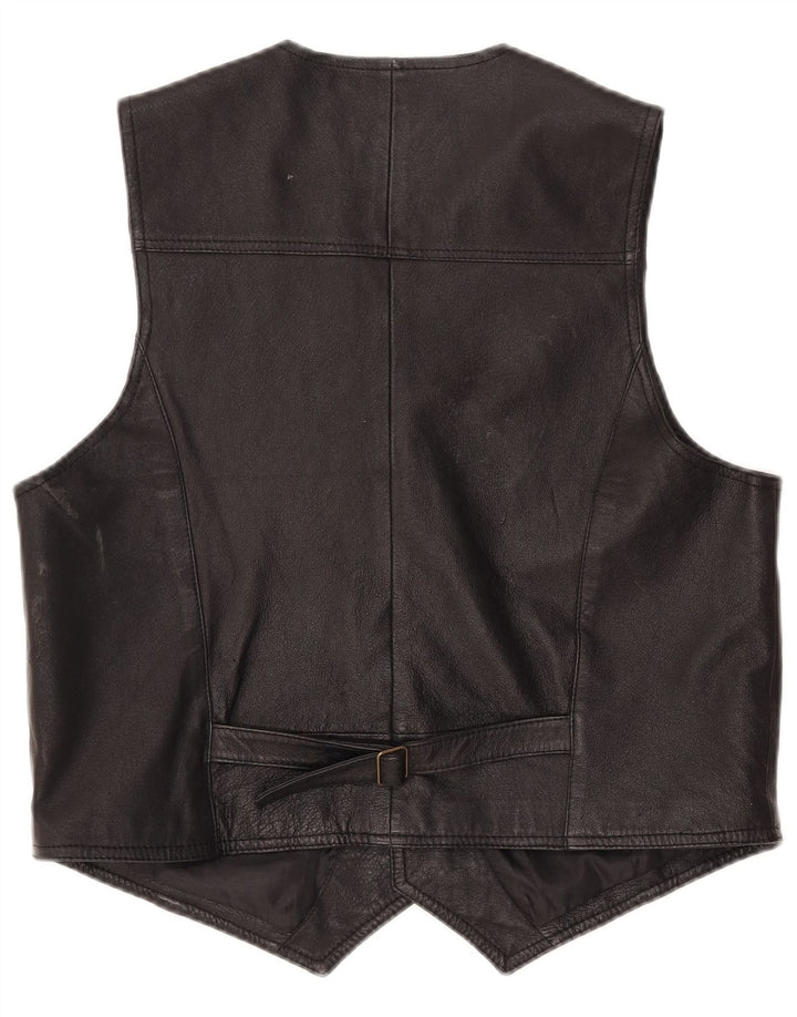 John F Gee Gilet en cuir pour homme en cuir noir moyen