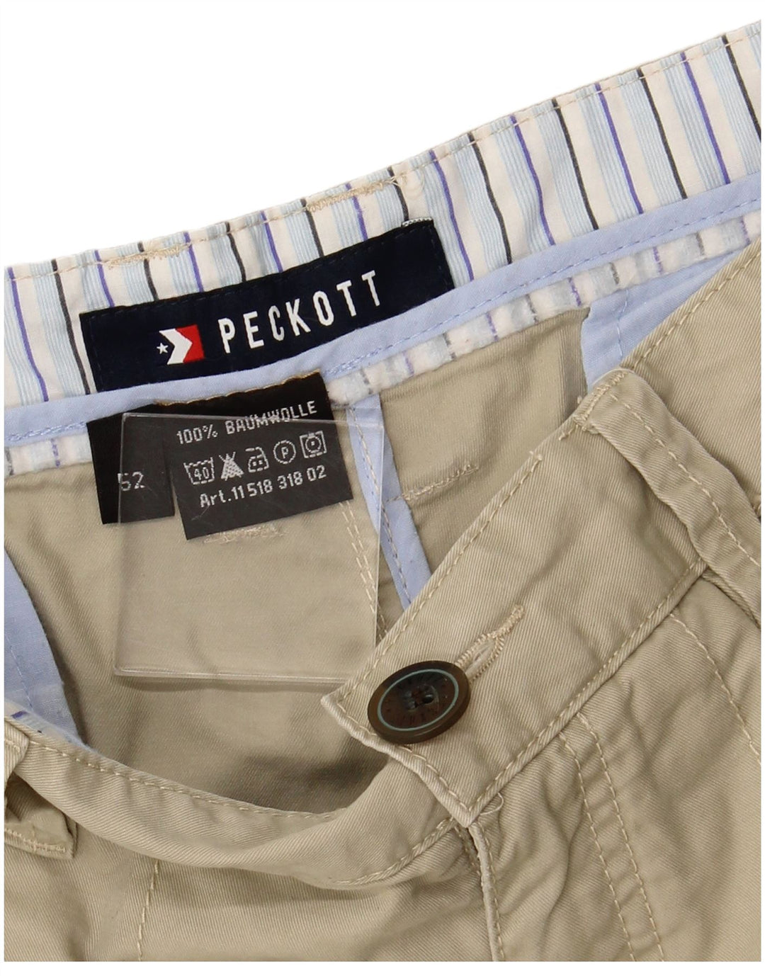 PECKOTT Short Chino Homme IT 52 XL W36 Coton Beige