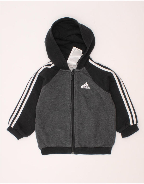 Adidas Pull à capuche zippé pour bébé garçon 12-18 mois Gris Colorblock Coton