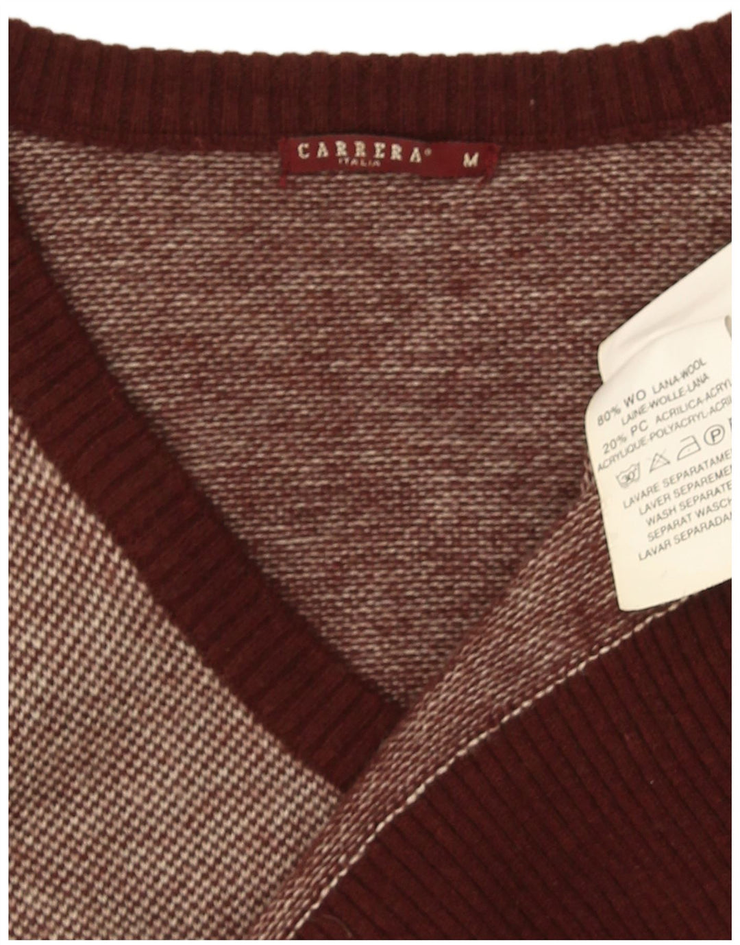 Carrera Pull col V en Laine Mouchetée Marron Moyen Homme