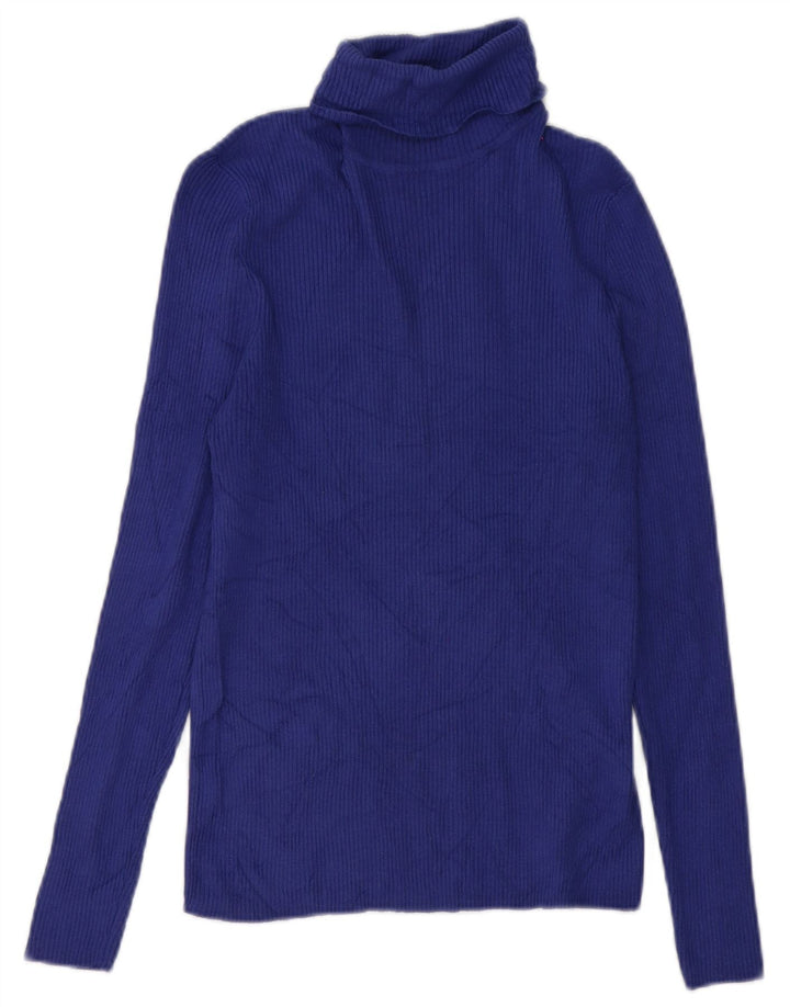 Marks & Spencer Chemisier à col roulé pour femme UK 12 Bleu moyen Viscose