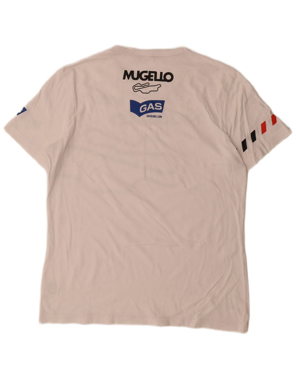 Gas T-Shirt Graphique Homme Grand Blanc Coton
