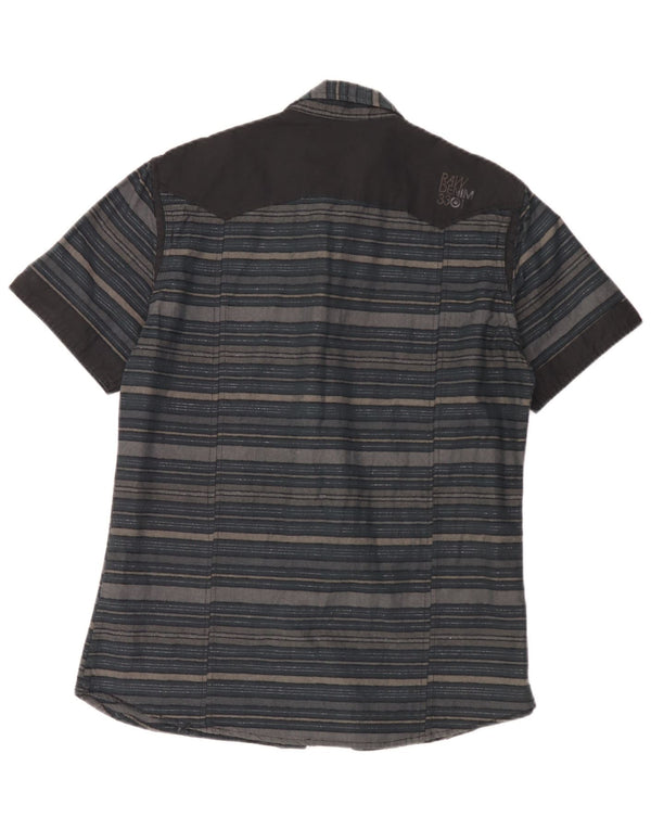 G-Star Chemise militaire à manches courtes pour hommes, grand coton rayé gris