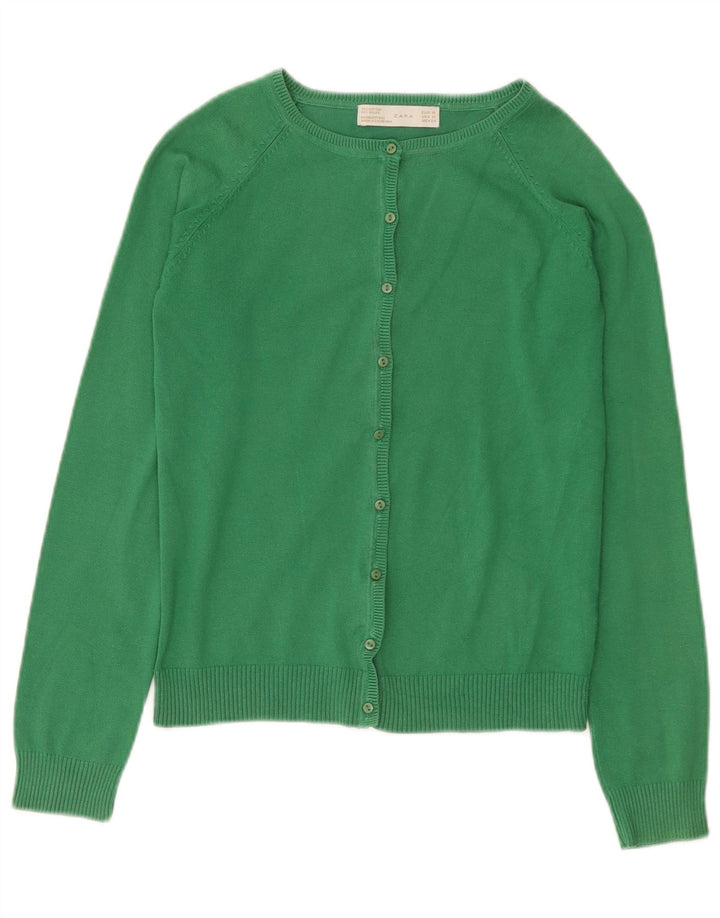 Zara Cardigan Femme Pull UK 12 Coton Vert Moyen
