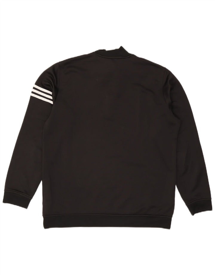 ADIDAS Hommes Climalite Zip Neck Sweatshirt Jumper Grand Noir Polyester