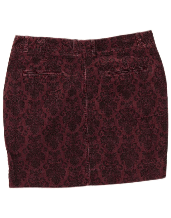 Marks & Spencer Jupe en velours côtelé pour femme UK 14 Large W33 Bordeaux Floral