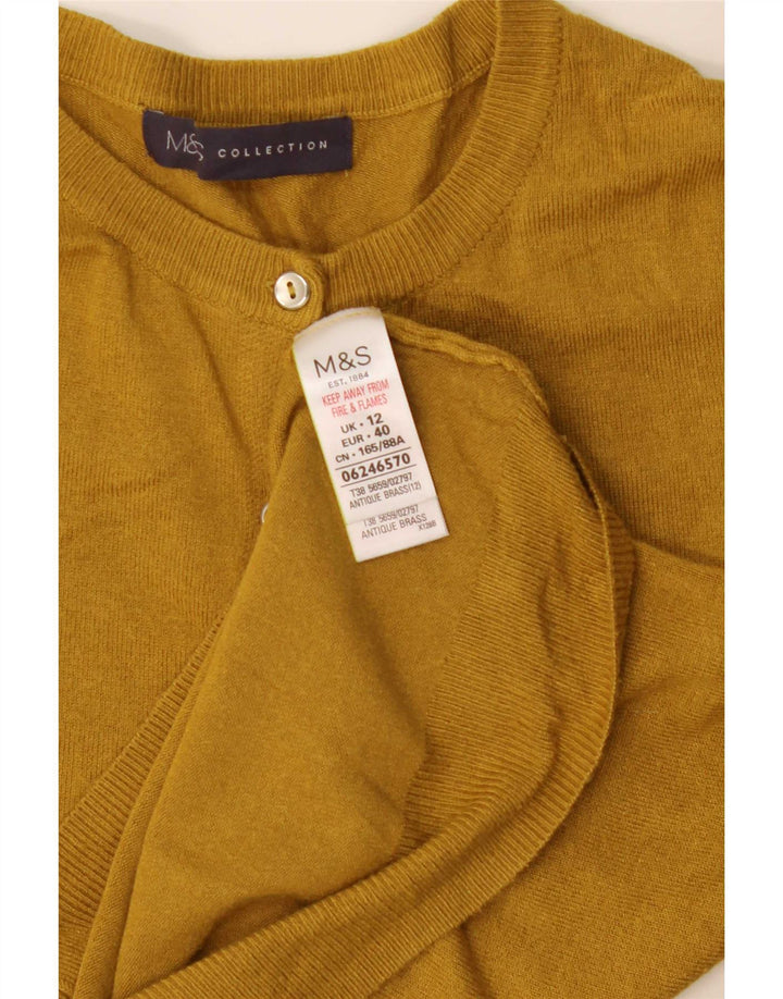 Marks & Spencer Pull Cardigan Femme UK 12 Viscose Jaune Moyen