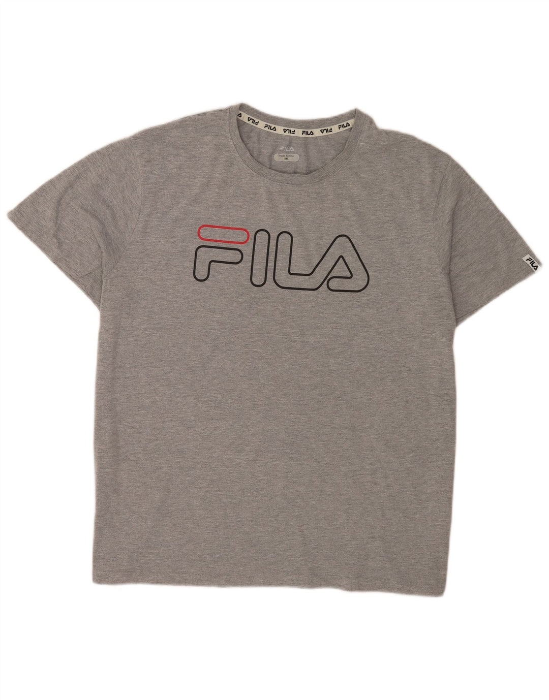 Fila T-Shirt Graphique Homme Top 2XL Gris Moucheté Polyester