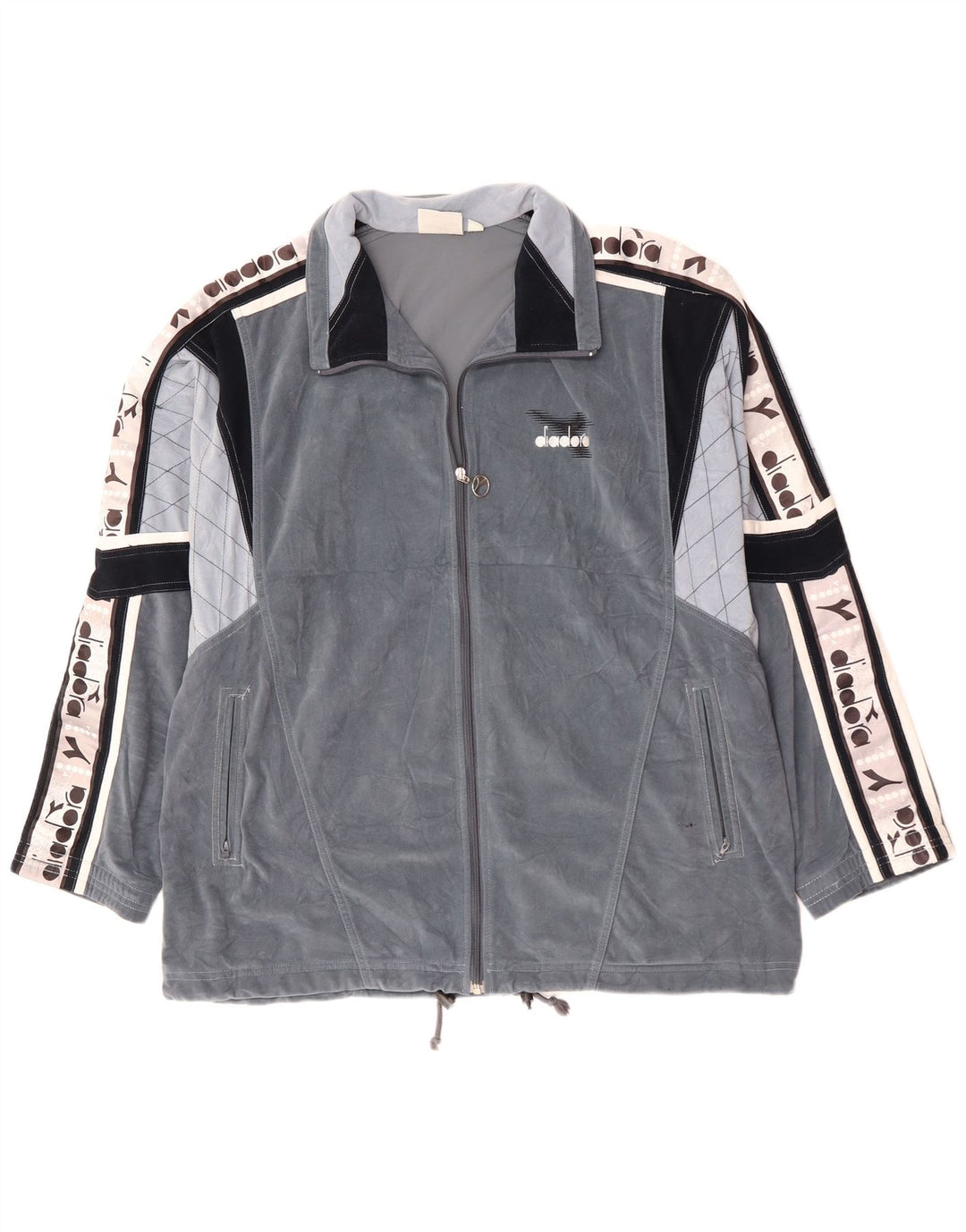 DIADORA Veste de survêtement en velours graphique pour homme UK 46 XL Gris Colorblock