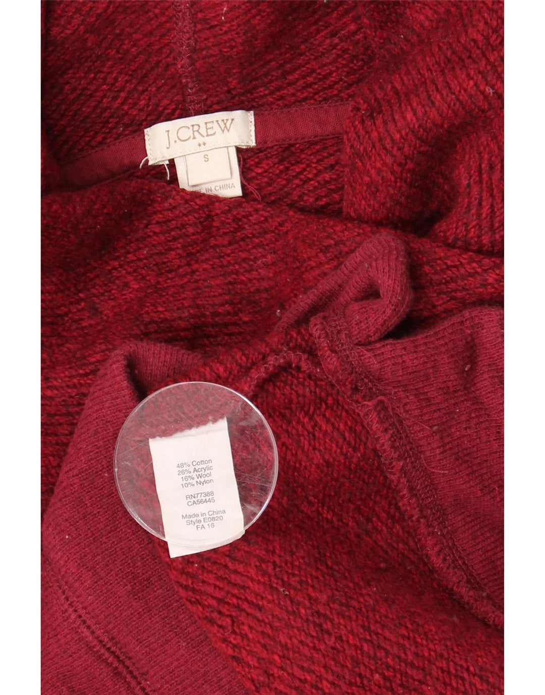 J. Crew Sweat-shirt à col roulé pour femme UK 10 Petit coton bordeaux