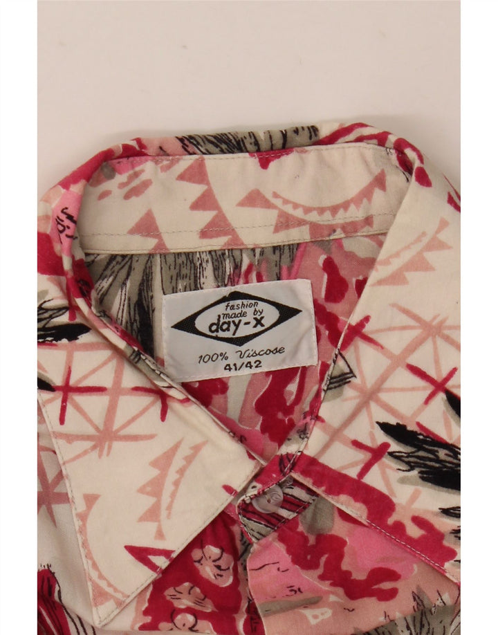 Day-X Chemise à manches courtes pour homme Taille 41/42 Large Rose Patchwork Viscose