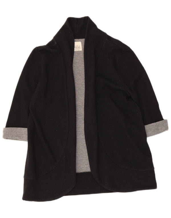 Zara Womens Trafaluc Cardigan ouvert à manches 3/4 Pull UK 10 Small Noir