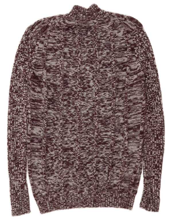 vintage Mens Cardigan Sweater IT 52 Grand Bordeaux Moucheté Acrylique