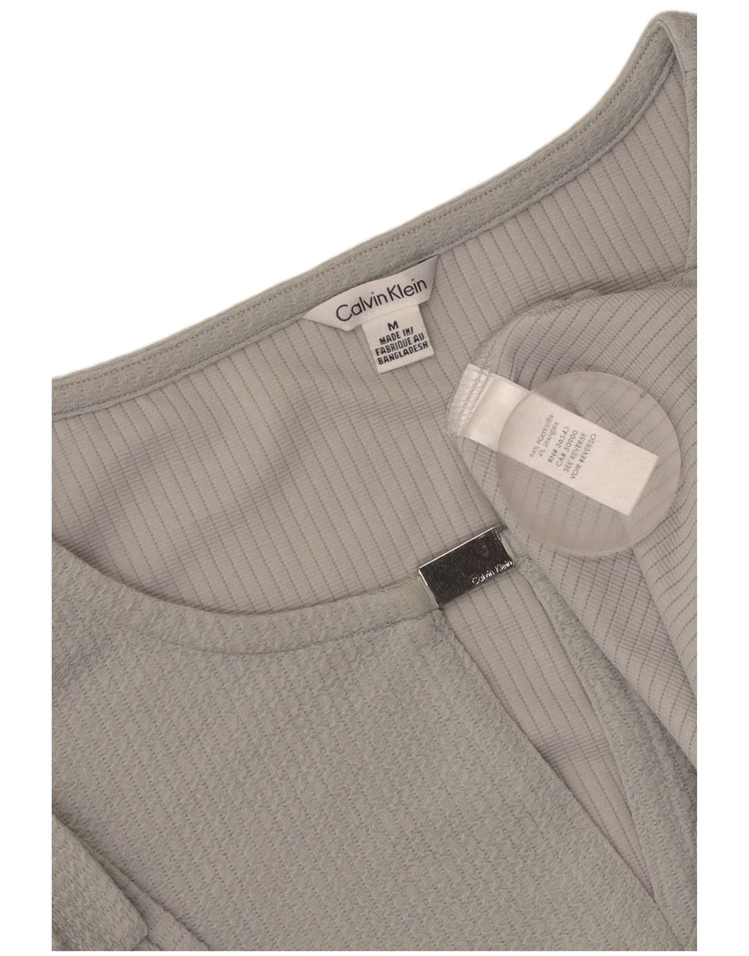CALVIN KLEIN Femme Chemisier Top UK 44 Gris Moyen Polyester