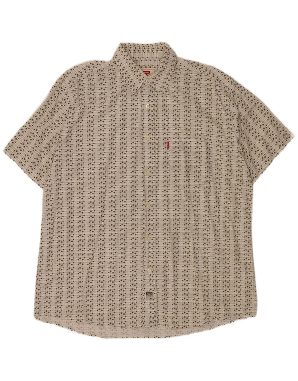 Levi's Chemise à Manches Courtes Homme 2XL Blanc Géométrique Coton