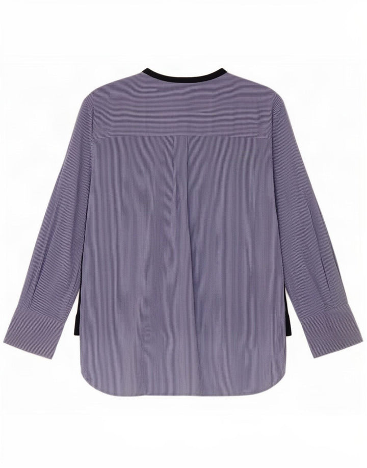 Zara Chemise pull graphique pour femme UK 12 en coton à fines rayures bleu moyen