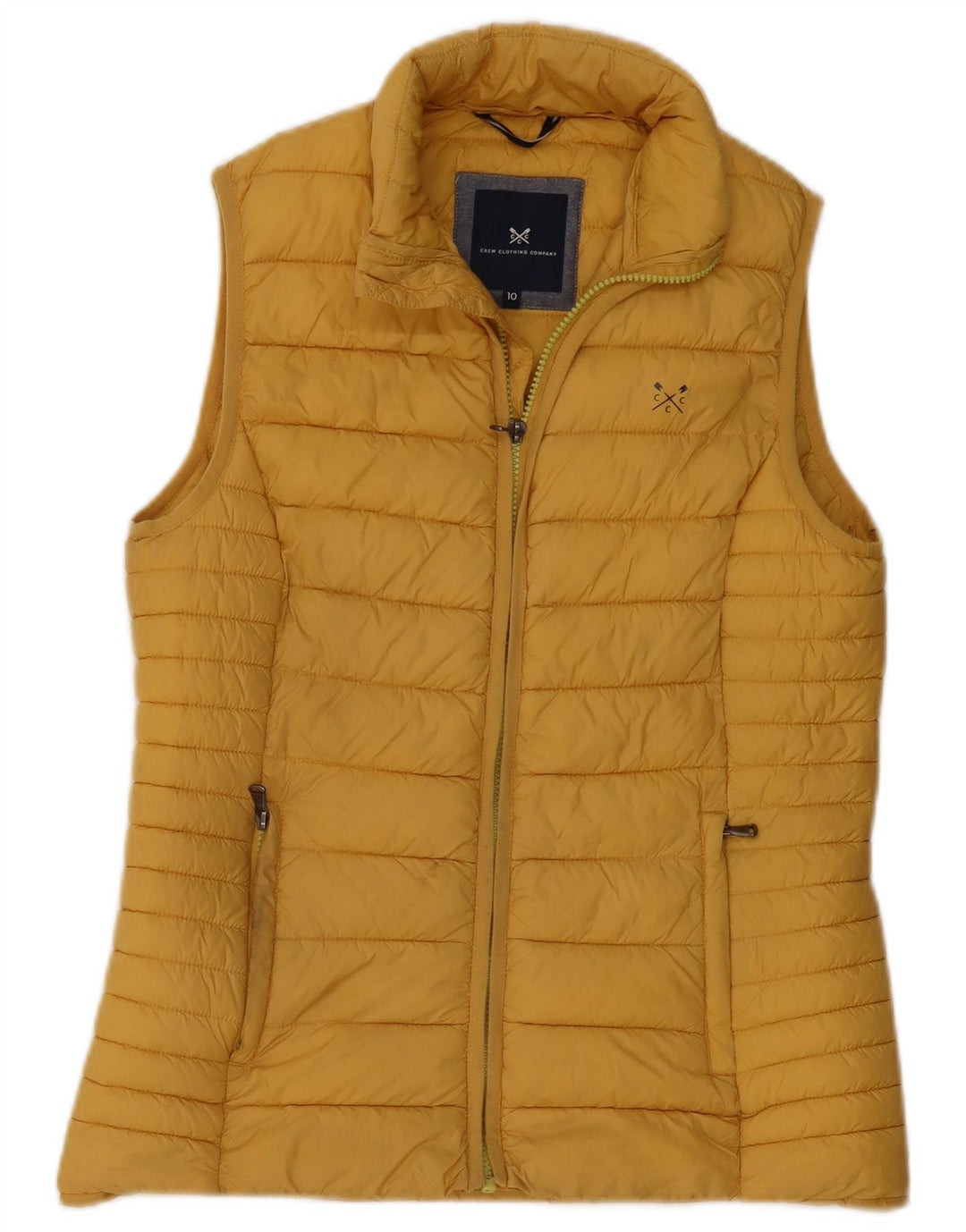 CREW CLOTHING Gilet rembourré pour femme UK 10 Petit Nylon Jaune