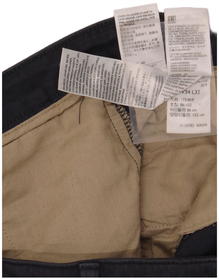 DOCKERS Pantalon Chino Droit Homme W34 L27 Bleu Marine Coton