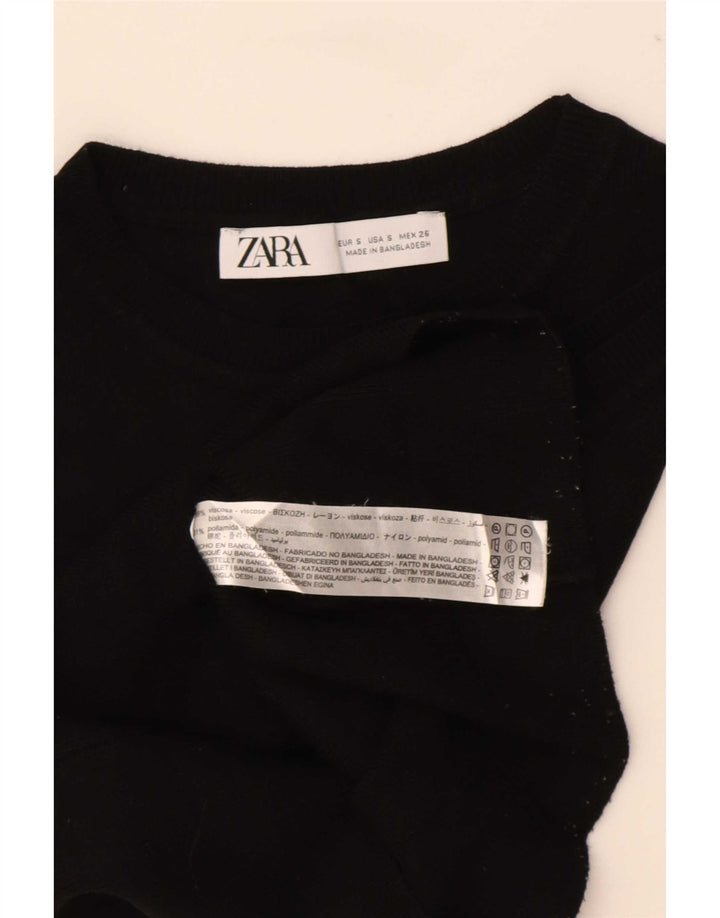 Zara Womens Crop Vest Top UK 8 Small Noir Viscose