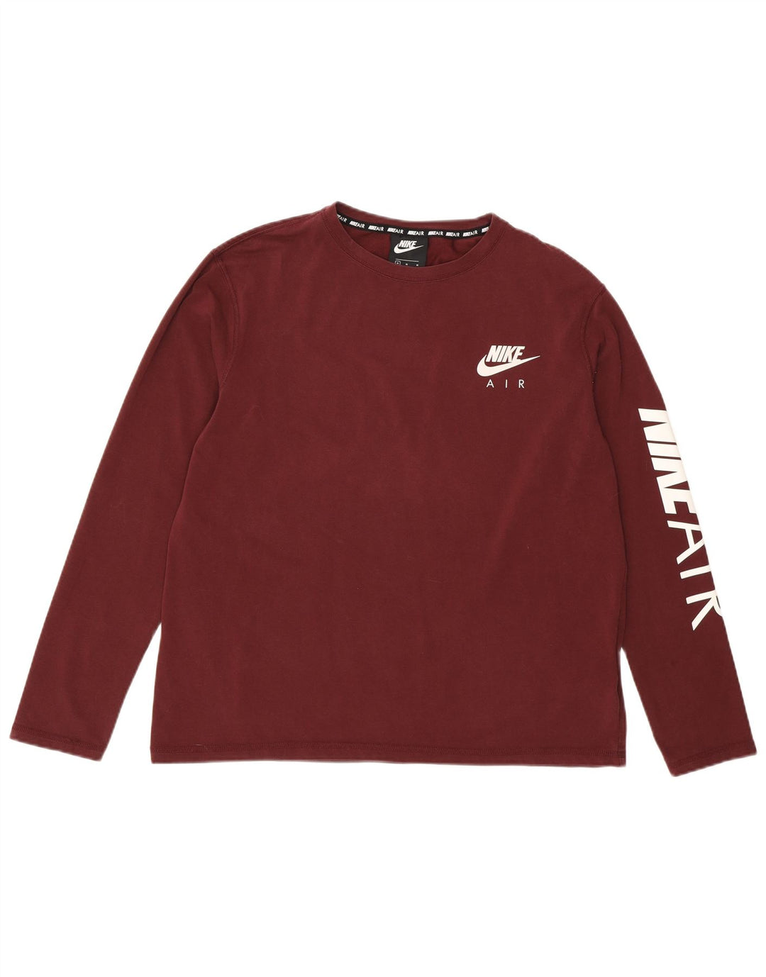 Nike Haut à manches longues Air Graphic pour femme UK 14 Coton bordeaux moyen