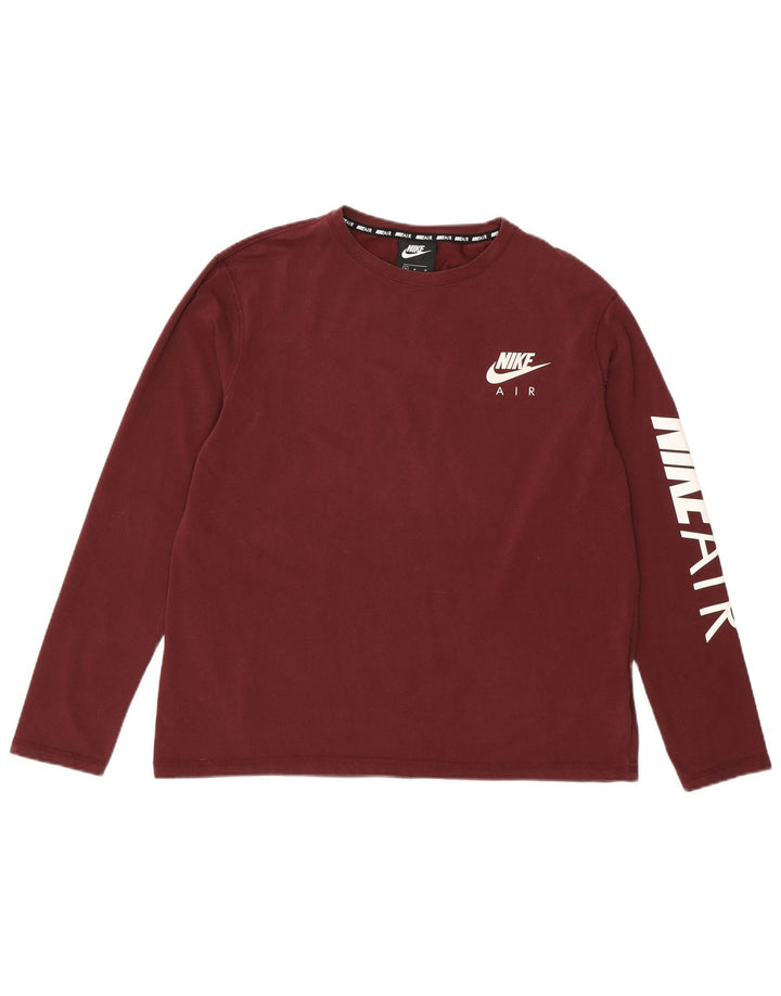 Nike Haut à manches longues Air Graphic pour femme UK 14 Coton bordeaux moyen