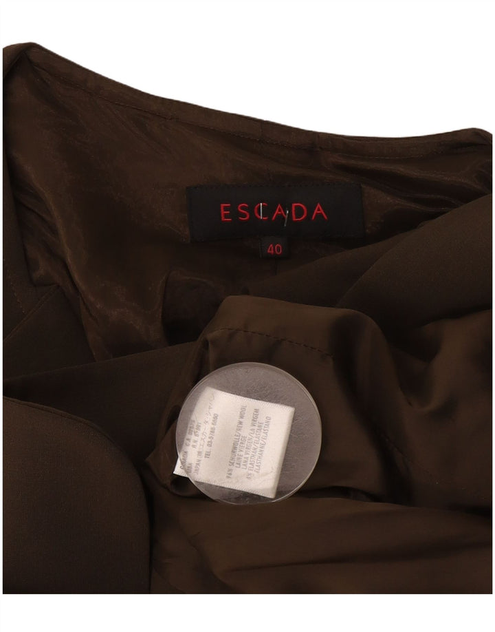 Escada Veste Blazer 2 Boutons Femme EU 40 Laine Marron Moyen