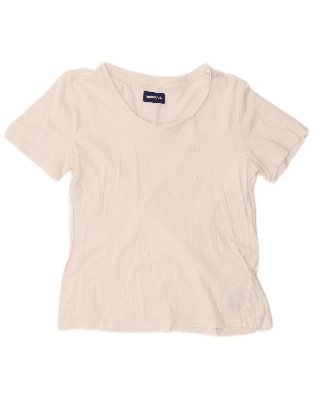 GAS T-Shirt Femme Top UK 12 Coton Blanc Moyen