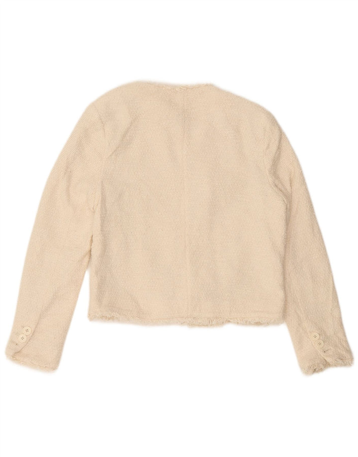 Marks & Spencer Veste blazer ouverte pour femme UK 12 Medium Off White Coton