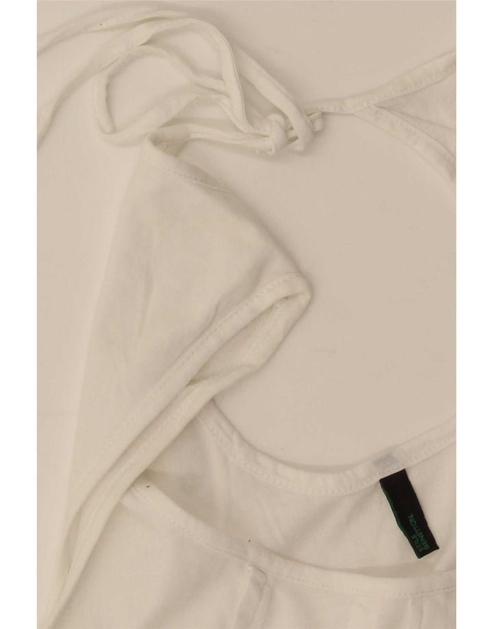 Benetton Chemisier sans manches pour femme UK 42 Blanc moyen