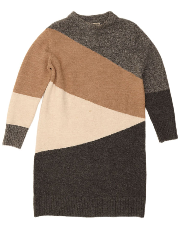 Monsoon Robe pull pour femme UK 44 Gris moyen Acrylique colour block