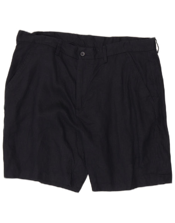 Zara Short Chino Homme XL W34 Bleu Marine Lin