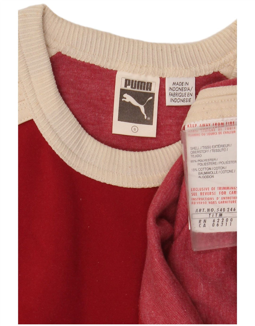 PUMA Haut à manches longues pour hommes en polyester color block petit rouge
