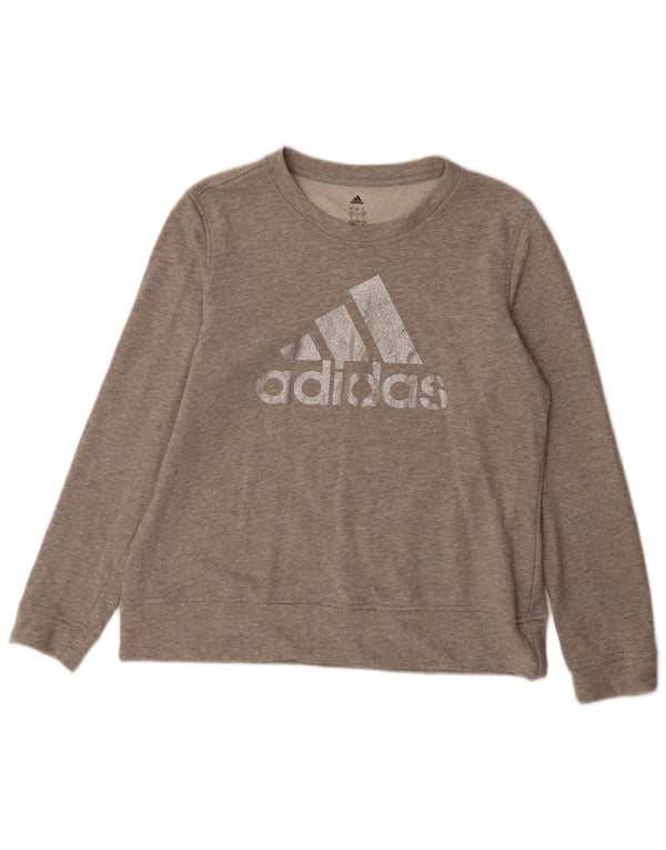 Adidas Sweat-shirt graphique pour femme UK 16/18 Large Gris Coton