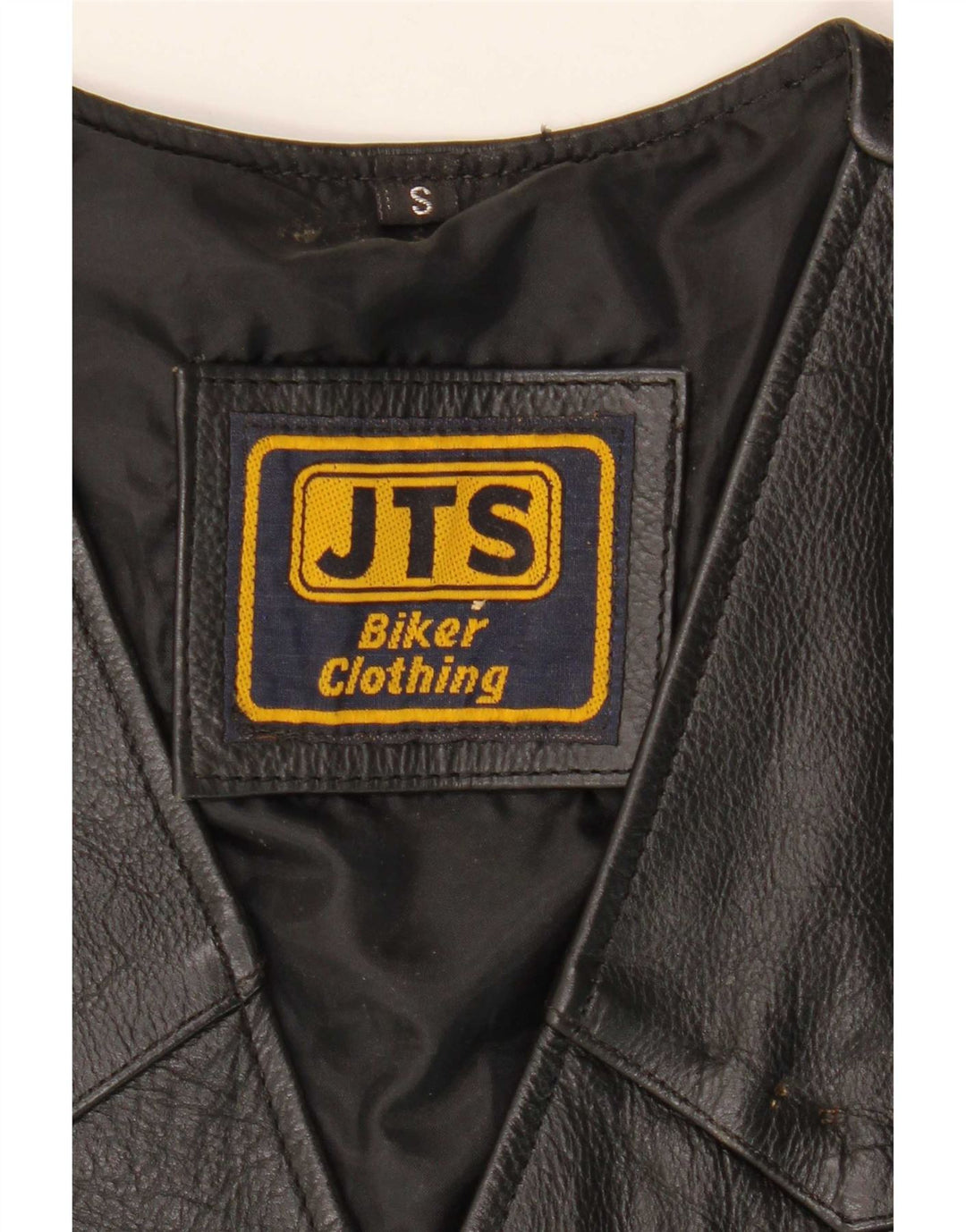 JTS Gilet de motard en cuir pour homme, petit, noir